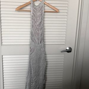 NWT Bebe metallic halter dress